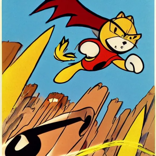 Prompt: a hanna barbera cartoon drawing of miles tails prower flying in the air