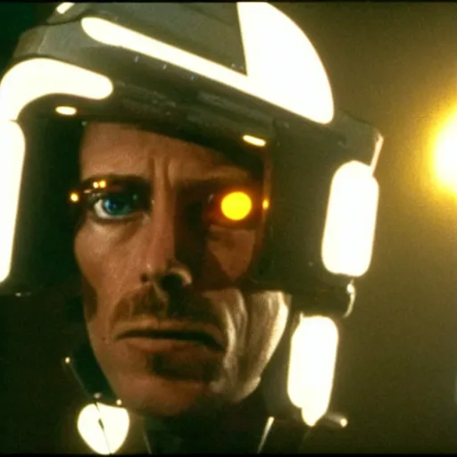 Image similar to movie still of a cool cyborg, cinematic composition, cinematic light, by john carpenter