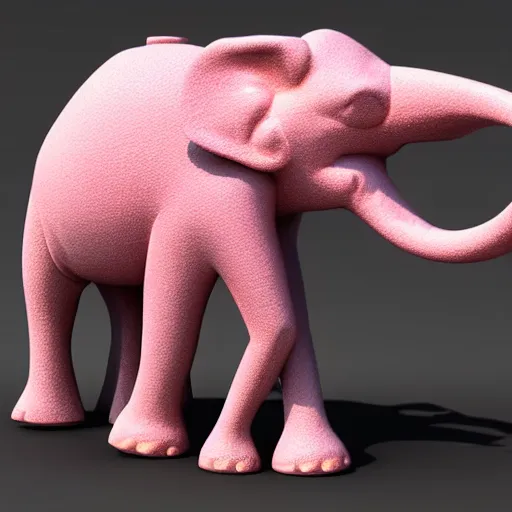 Image similar to 3D model of a pink elephant dancing