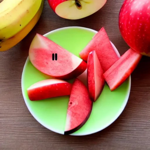 Prompt: combination of apple and banana and watermelon