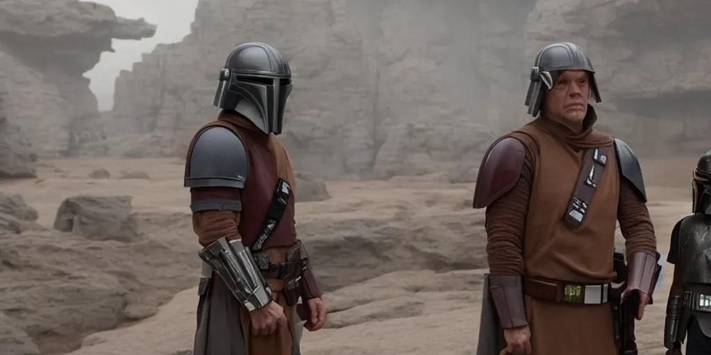 Image similar to Luke Skywalker teaches Grogu at Jedi Temple scene from the Mandalorian 2022, serene, iconic scene, stunning cinematography, anamorphic lenses, kodak film