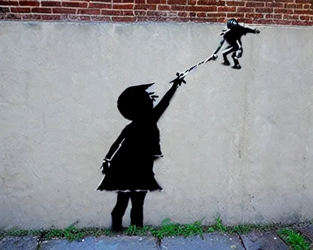 Image similar to artwork by banksy