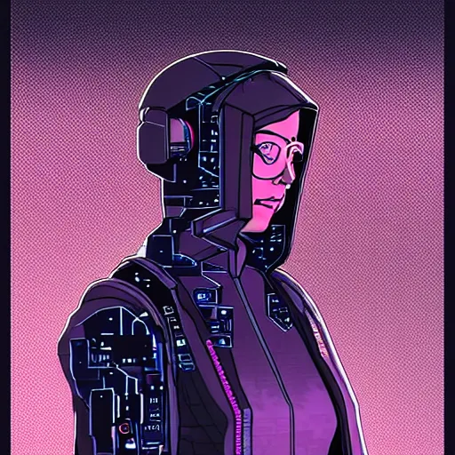 Image similar to Eleanor Roosevelt. a clever cyberpunk hacker, centered in the frame, cyberpunk concept art by Jean Giraud and josan gonzales, digital art, highly detailed, intricate, sci-fi, sharp focus, Trending on Artstation HQ, deviantart, 4K UHD image