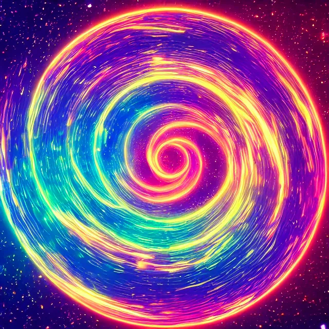 Image similar to cosmic ouroboros devouring itself onto infinity, chromatic aberration polychromatic color scheme