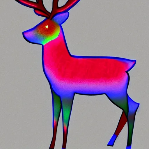 Image similar to Reindeer made out of void, rainbow outline, fursona, furry, back, male furry anthro,