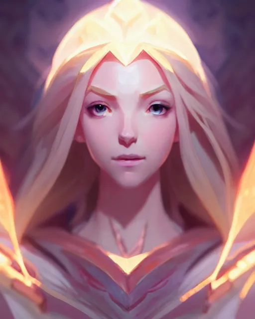 Prompt: lux from league of legends, detailed perfect face, exquisite details, fire magic, mid view, design on a white background, by studio muti, greg rutkowski makoto shinkai takashi takeuch studio ghibli