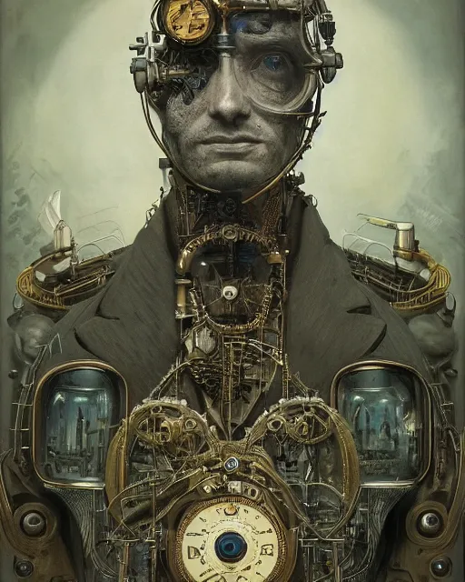 Prompt: epic portrait of victorian man scientist, steampunk, highly detailed, intricate details, symmetry, golden ratio, illustration, realistic, 8 k, sharp focus, very sharp details, by giger and stalenhag