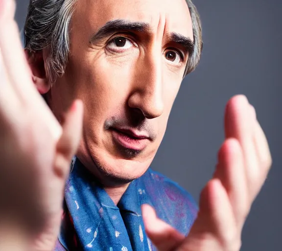 Prompt: a very ugly studio photograph of Steve Coogan; f/1.4; 90mm