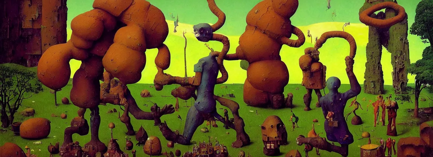 Image similar to full - body surreal colorful golem rpg character concept art anatomy, action pose, very coherent and colorful high contrast masterpiece by norman rockwell franz sedlacek hieronymus bosch dean ellis simon stalenhag rene magritte gediminas pranckevicius, dark shadows, sunny day, hard lighting, reference sheet white! background