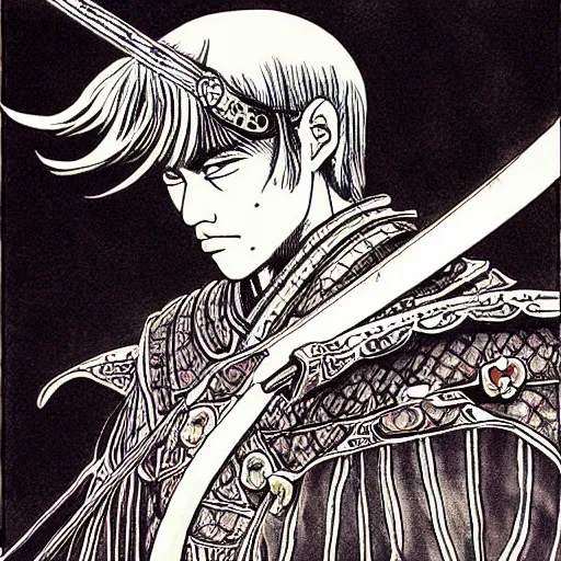 Prompt: Samurai by Kentaro Miura, psychedelic