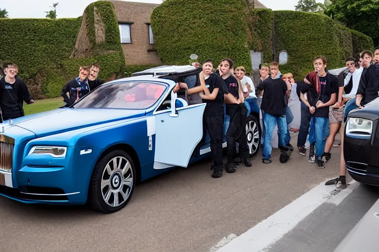 Image similar to stoned teenagers decided to drown Rolls-Royce