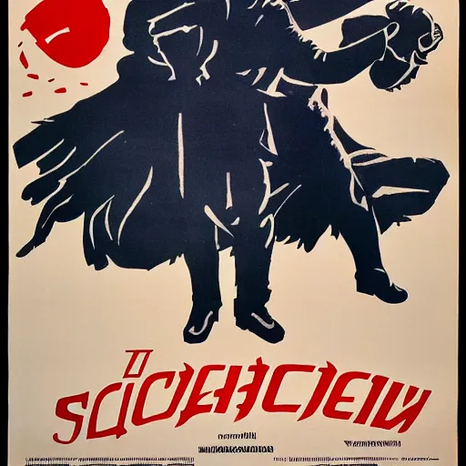 Image similar to Soviet film poster, science-fantasy