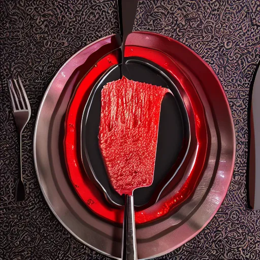 Prompt: black fork as a crimson fork forking a fork, 8k optane render in intricate detail, volumetric lighting, electricity, knolling