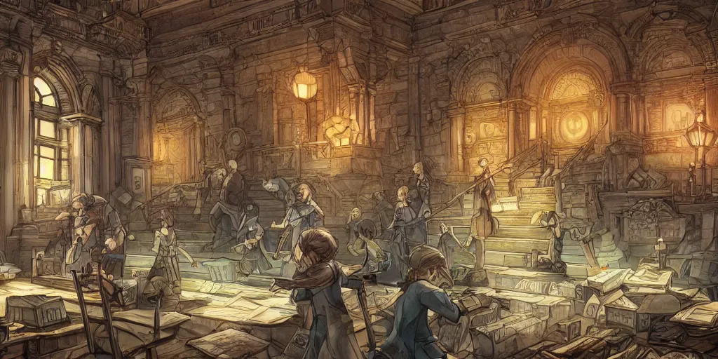 Image similar to but we refuse to believe that the bank of justice is bankrupt. ultrafine highly detailed colorful illustration, intricate linework, sharp focus, octopath traveler, final fantasy, unreal engine highly rendered, global illumination, radiant light, intricate environment