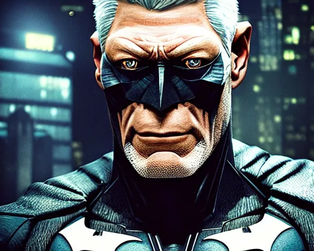 Image similar to highly detailed portrait of stephen lang as batman ( flashpoint ), in batman : arkham knight, stephen bliss, unreal engine, fantasy art by greg rutkowski, loish, rhads, ferdinand knab, makoto shinkai and lois van baarle, ilya kuvshinov, rossdraws, tom bagshaw, global illumination, radiant light, detailed and intricate environment