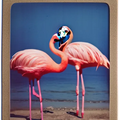 Prompt: flamingo midcentury polaroid