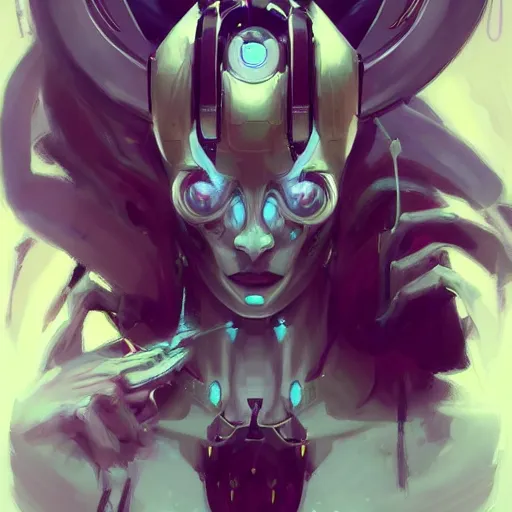 Image similar to portrait of a evil cybernetic devil, cyberpunk concept art by pete mohrbacher and artgerm and wlop and greg rutkowski and deathburger, digital art, highly detailed, intricate, sci-fi, sharp focus, Trending on Artstation HQ, deviantart, unreal engine 5, 4K UHD image