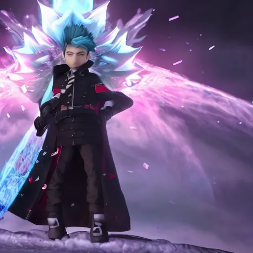 Prompt: gundham tanaka, the supreme overlord of ice, reigns supreme over his domain, intense character art, glow, volumetric lighting, 8k, octane, unreal engine
