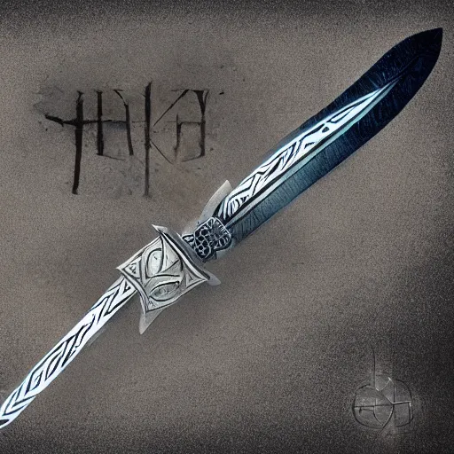 Image similar to skofnung, legendary viking sword, energy sword, science fiction, magic item, d & d, concept art,