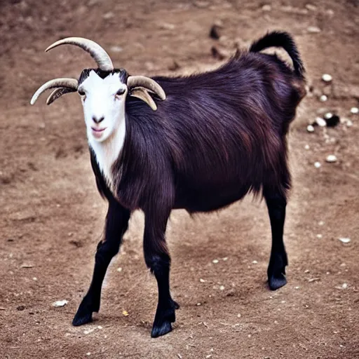 Image similar to an goat wearing a fancy suit and holding an briefcase in a goatfield