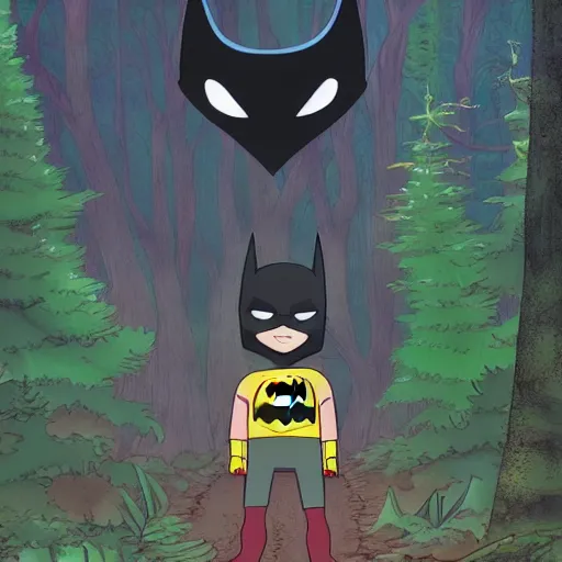 Image similar to Batman in the magical forest by Studio Ghibli, 4k