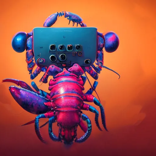 Prompt: detailed concept art illustration colorful pastel painting of a lobster telephone in full intricate details, ultra detailed, digital art, octane render, 4K, dystopian, micro details