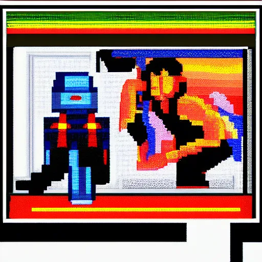 Prompt: pixel art of 1990s VHS footage of police brutality