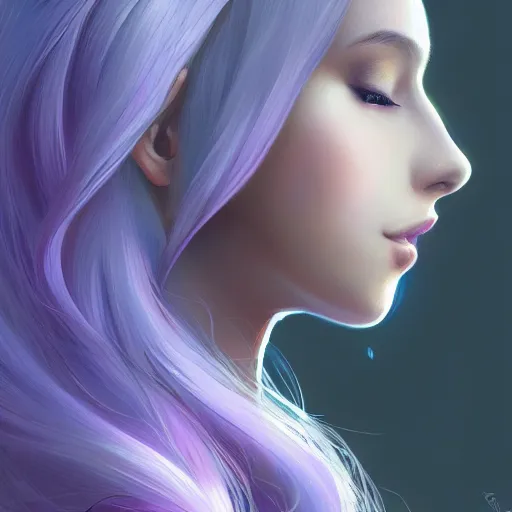 Prompt: teen girl, smooth organic lavender hair, gorgeous, amazing, elegant, intricate, highly detailed, digital painting, artstation, concept art, sharp focus, illustration, art by Ross tran