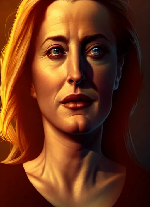 Image similar to portrait, Gillian Anderson , dramatic lighting, cinematic, establishing shot, extremely high detail, foto realistic, cinematic lighting, post processed, concept art, artstation, style by eddie mendoza, raphael lacoste, alex ross