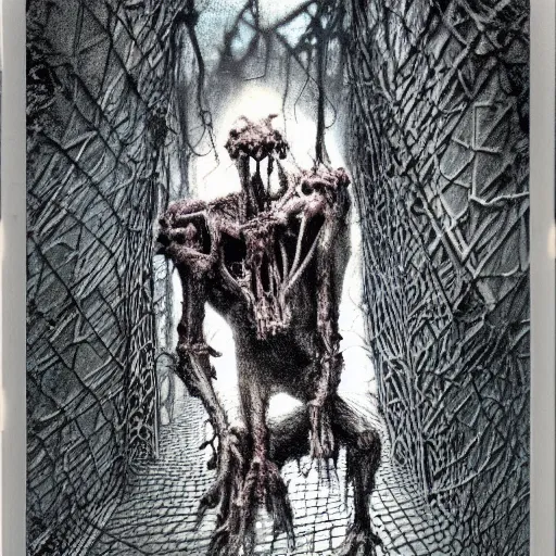 Prompt: found footage of realistic highly detailed weirdcore grungy ntity creature wandering suburbs caught on cursed disposable polaroid photo ( 2 0 1 0 ) designed by wayne barlowe, guillermo del toro, gantz, wlop