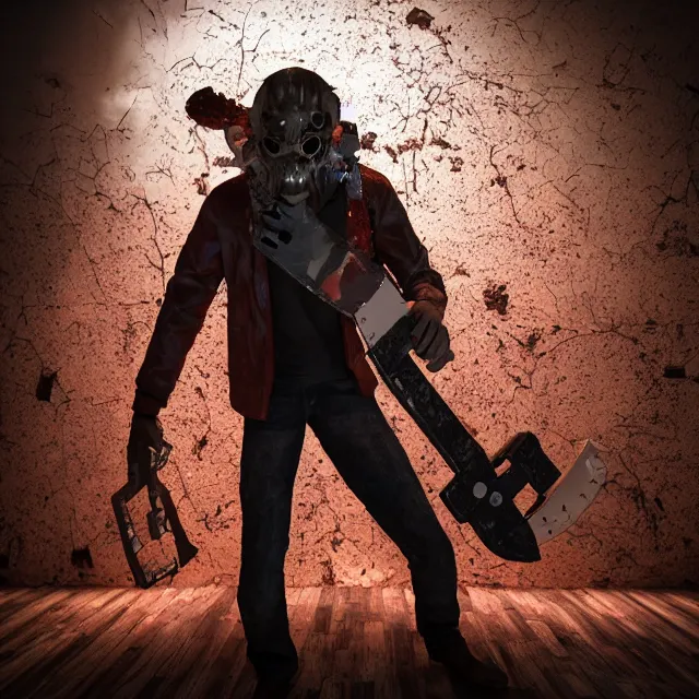 Prompt: chainsaw man with a chainsaw head, dark cinematic, volumetric, realistic, 3 d render, cinematic lighting, ray tracing, cinematic, unreal engine 5, unreal engine render, octane render, hyper realistic, photo, 8 k