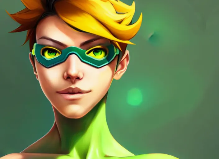 overwatch tracer, clean face, with a very beautiful