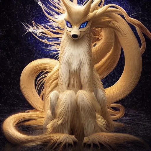 Prompt: national geographic photo of ninetales, pokemon in the wild, intricate, portrait, 8 k highly professionally detailed, hdr, award winning