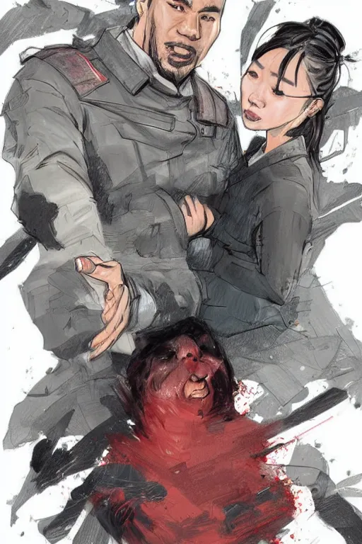 Image similar to how do you deal with all of the mess, art by eric - anthony johnson, sketch by jacqueline e, color by bo feng lin