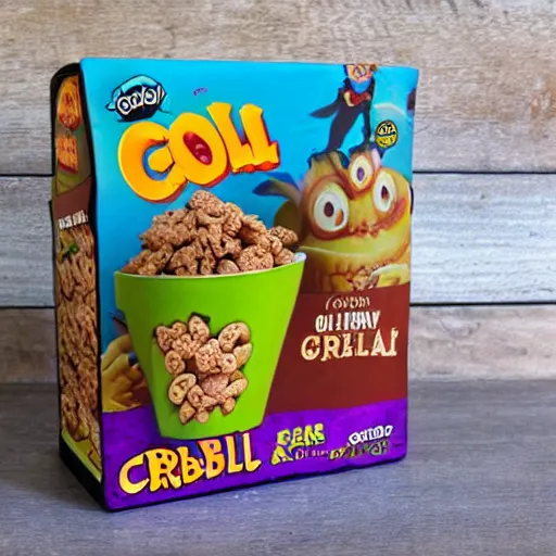 Image similar to goblin cereal box