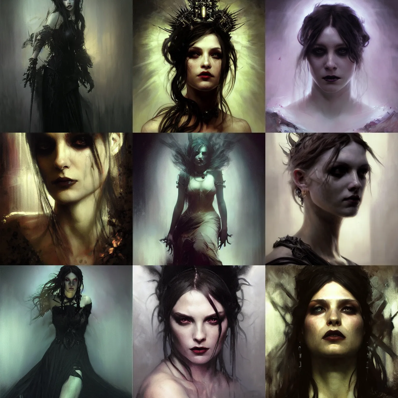 Image similar to dark goth queen, dark fantasy, backlit, hyperrealistic portrait, art of elysium by jeremy mann and alphonse mucha, fantasy art, photo realistic, dynamic lighting, artstation, full figure poster, volumetric lighting, very detailed face, 4 k, award winning