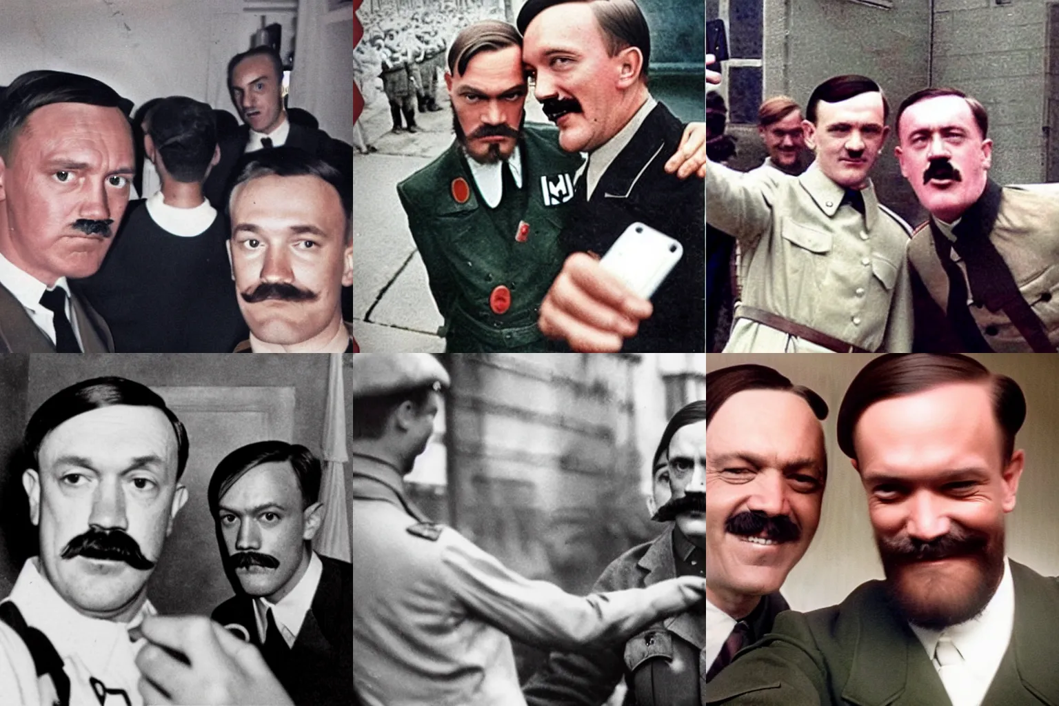 Prompt: hitler taking selfie with pewdiepie