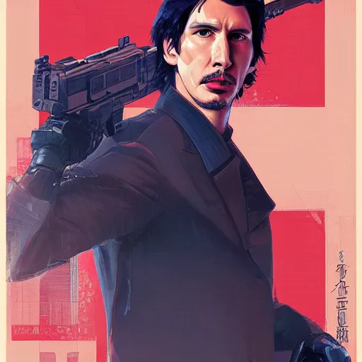 Prompt: adam driver portrait as a manga character, realistic shaded perfect face, fine details. anime. realistic shaded lighting poster by ilya kuvshinov katsuhiro otomo ghost - in - the - shell, magali villeneuve, artgerm, jeremy lipkin and michael garmash and rob rey