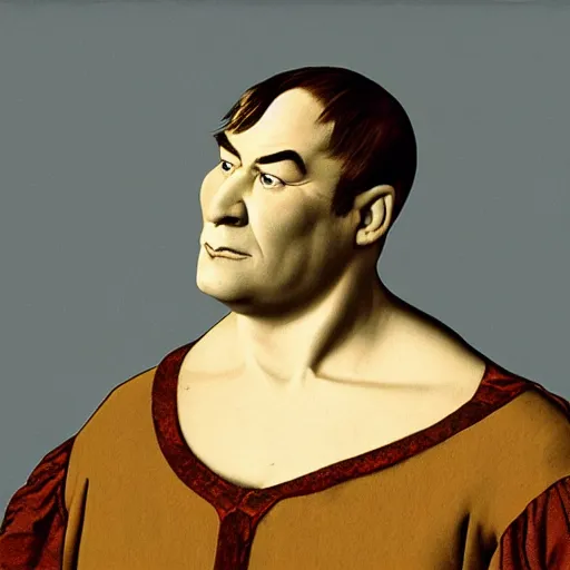 Prompt: The duke Shrek, Face portrait, crisp face, artwork by Georges de La Tour