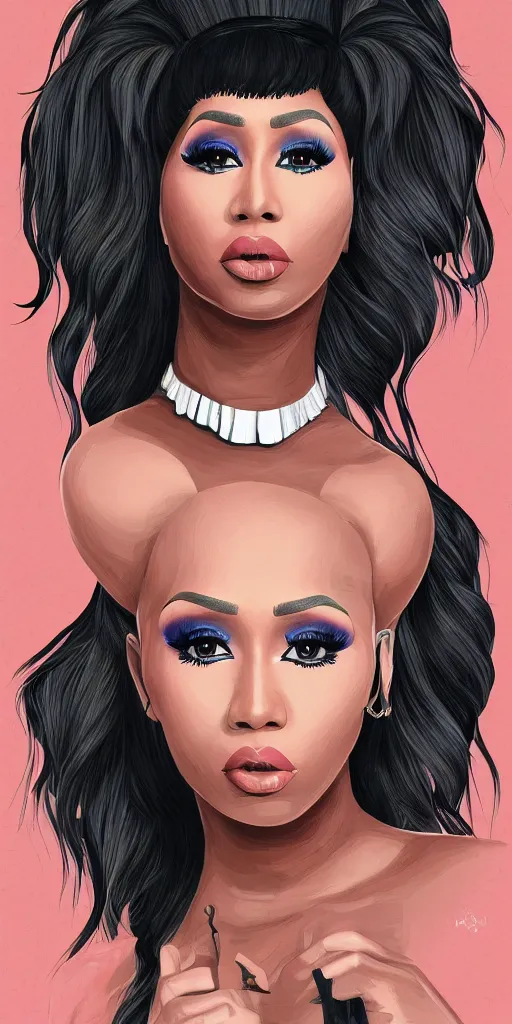 Image similar to a digital illustration of full body portrait nicki minaj