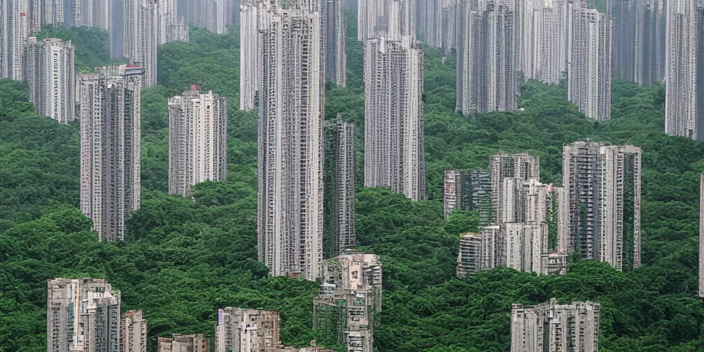 Prompt: Guangzhou in summer at noon forest and buildings by Takahashi, Rumiko