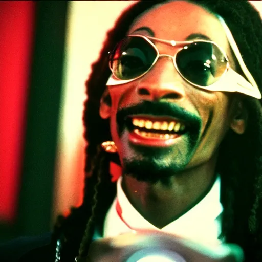 Image similar to a 1980s film still of Snoop Dogg dressed as Michael Jackson, 40mm lens, shallow depth of field, split lighting