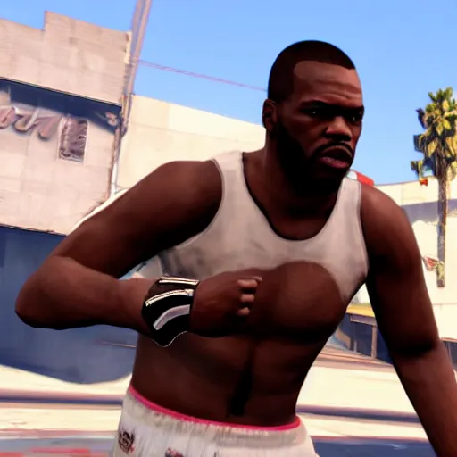 Image similar to character screenshot of ufc fighter jon jones in grand theft auto, ps 3 graphics, city, 7 2 0 p, gta v, fight