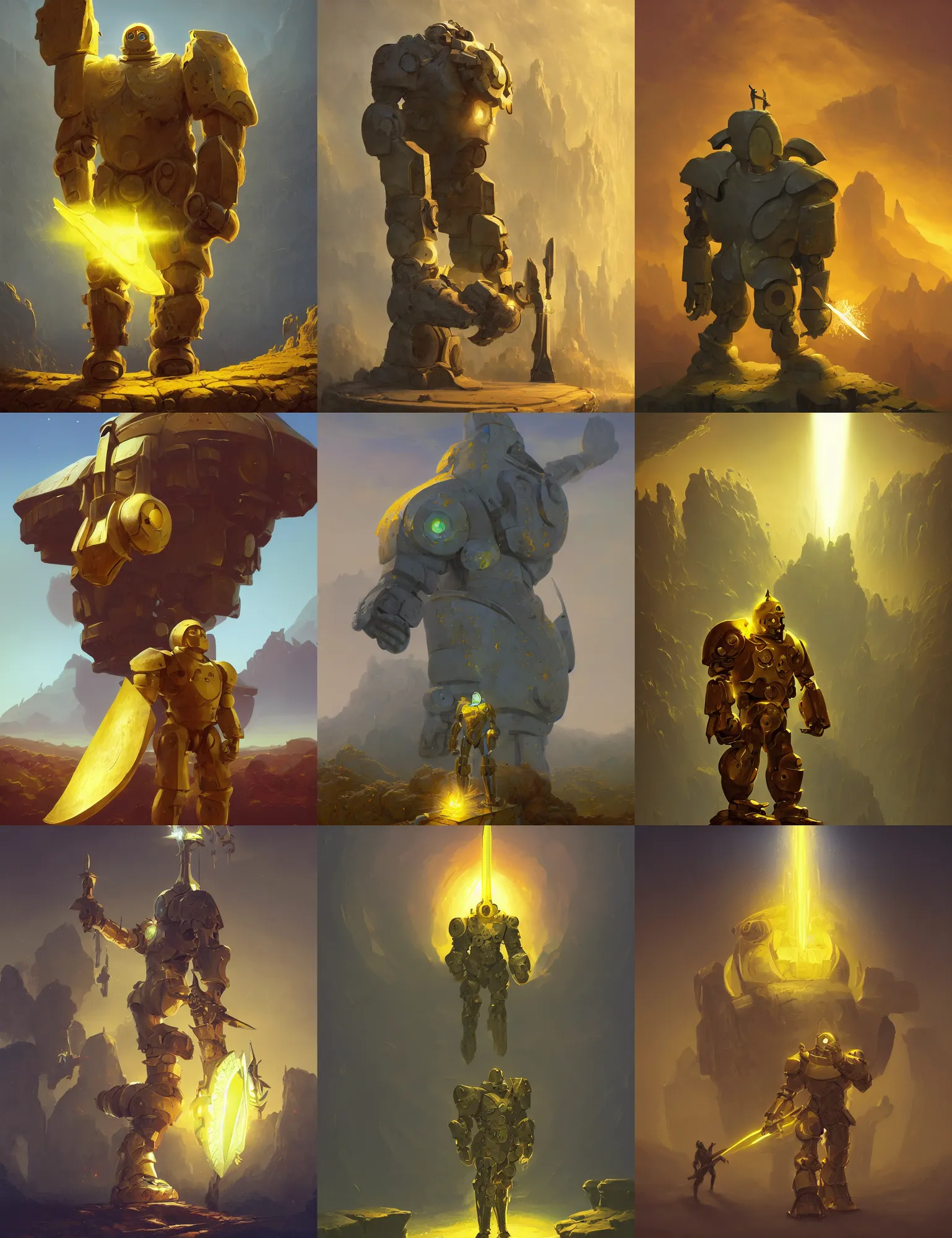 yellow human-sized warforged, full body, character | Stable Diffusion ...