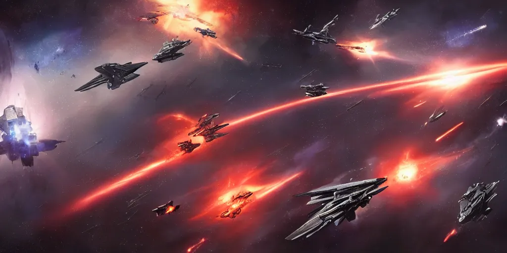 star wars space battle in outer space : swarm of small