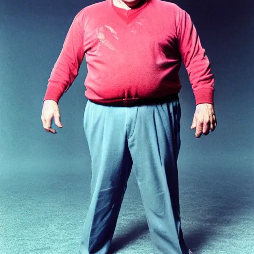 Image similar to live-action-Wario-hollywood movie casting, played by William Shatner, posing for poster photography