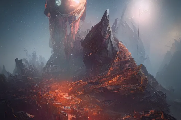 Prompt: the keeper of time, in the style of stephan martiniere and vicente segrelles, trending on artstation, back lighting tilt - shift cottagecore, abstract illusionism, movie poster, creature concept art, precisionism