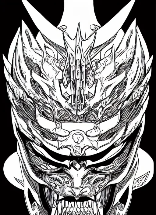 Image similar to Demon Samurai Mask, in the style of Sam Guay and James Jean, extremly detailed, flat illustration, trending on artstation