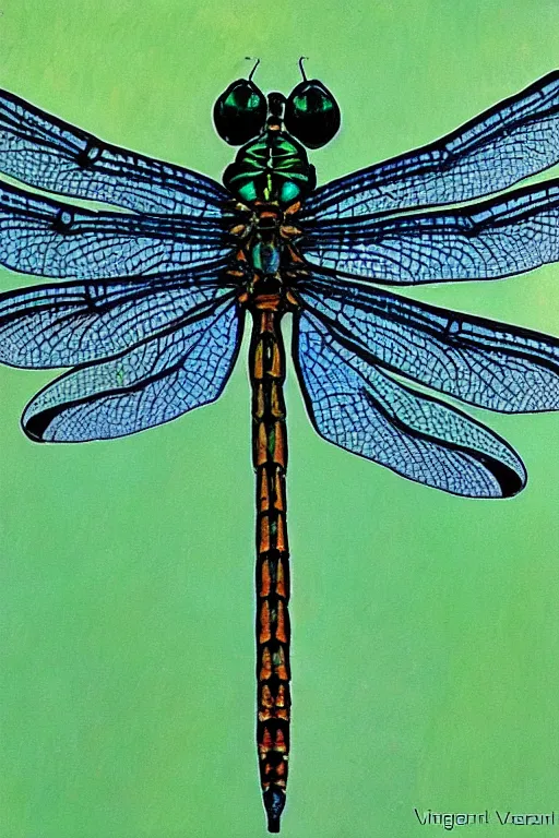 Prompt: symmetrical!!! looking at the camera!! dragonfly!! by vincent van gogh