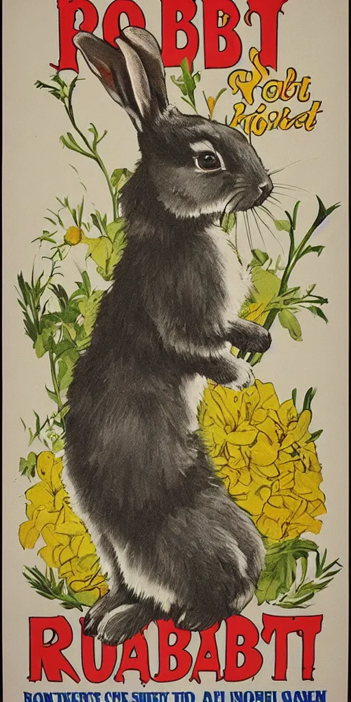 Image similar to a 1 9 2 0 s poster advertising a rabbit